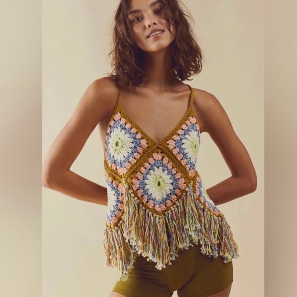 Free People Summer of Love crochet tank top size M/L NWOT - Picture 3 of 3